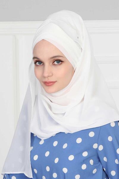 Ayşe Tasarım Cross Practical Chiffon Shawl,Cps-502,Cps-502,White