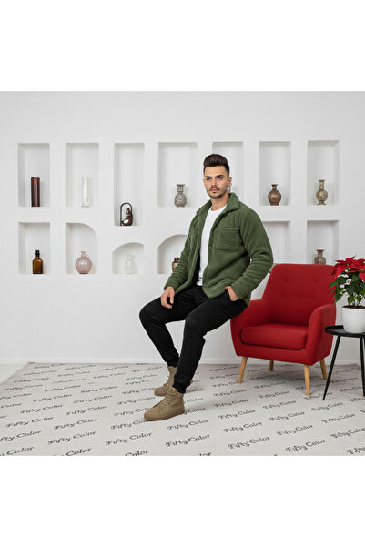 Fifty Color Plush Jacket and Sweatpants Bottom Set - Buttoned and Sweater Included