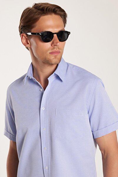 Tudors Erkek Regular Fit Klasik Kesim Kısa Kollu Pamuklu Tek Cepli Armürlü Sa...