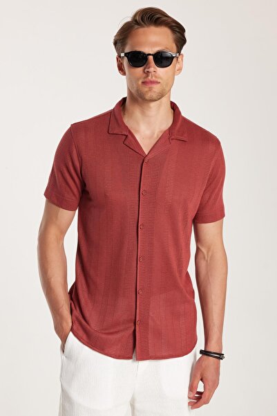 Tudors Men's Slim Fit Knitted Fabric Apache Collar Casual Use Short Sleeve Ti...