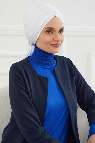 Aisha's Design Drawstring Combed Cotton Bonnet,B-1,White