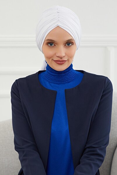 Aisha's Design Drawstring Combed Cotton Bonnet,B-1,White