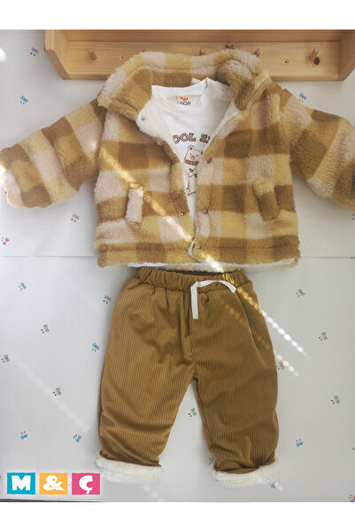 MÇ FAMİLY STORe Baby 3-Piece Suit with Jacket, Combined Thick Winter Bottom and Top Set, Baby Outfit