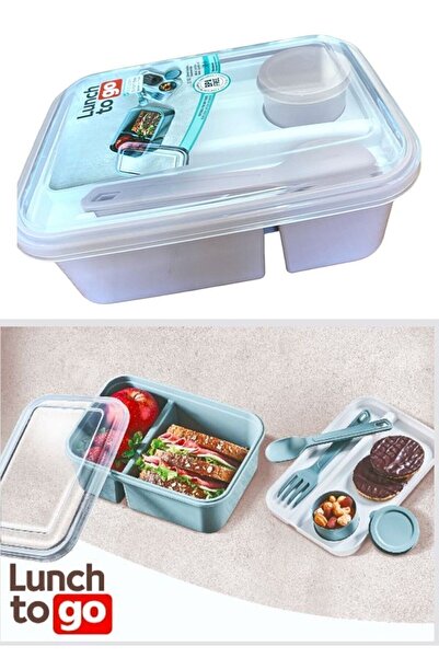 HOLLYHOME Lunch To Go Beslenme Kabı Bölmeli Sosluklu Plastik Beslenme Kutusu 920ml 40ml 14,5x20x7,4(H)cm Pudra