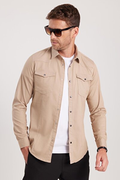 Tudors Сlim Fit Довгорукавний Повсякденний Джинсовий Сорочка Чоловіча