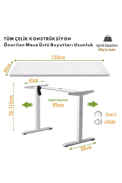 ADORN Yüksekliği Ayarlanabilir Ergonomik Bilgisayar & Çalışma Masası