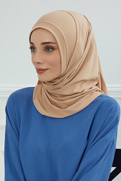 Aisha's Design Πρακτικό χτενισμένο βαμβακερό σάλι, PS-16, καφέ γαλακτώδες