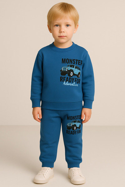 KGN GİYİM Boys' Tracksuit Set Bottom Top Sweatpants Cotton Fabric