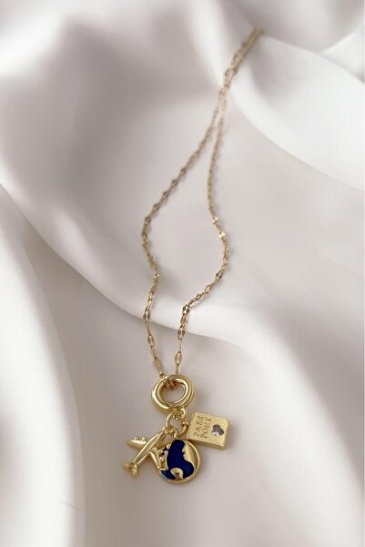 Vitastyle 316L ÇELİK UÇAK DÜNYA PASS PORT CHARM KOLYE