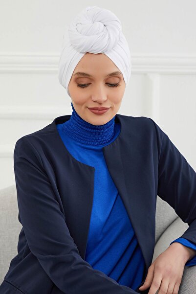 Aisha's Design Drawstring Combed Cotton Bonnet,B-1,White