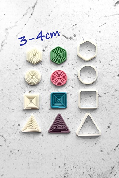 WE3D مجموعة قوالب لب السيراميك من طين البوليمر بنمط حلزوني 3 - 4 سم