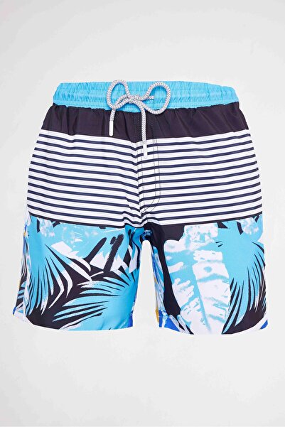 Tudors شورت سباحة للرجال ذو مقاس قياسي وبطانة شبكية سريع الجفاف منقوش