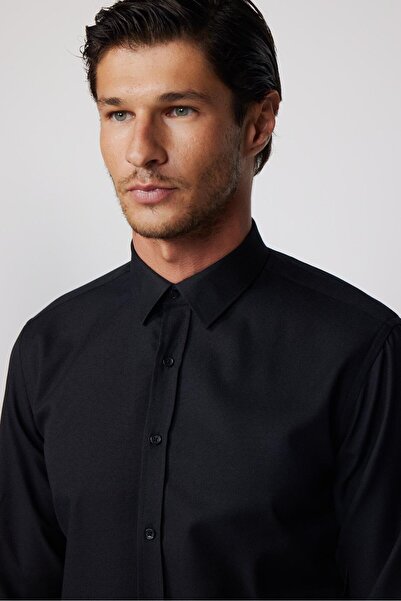 Tudors Modern Slim Fit Pamuklu Kolay Ütü Armürlü Erkek Gömlek