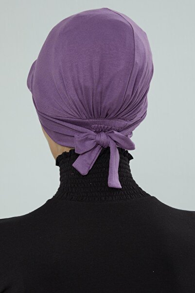 Aisha's Design Combed Cotton Bonnet with Visor Detail, B-66, Purple