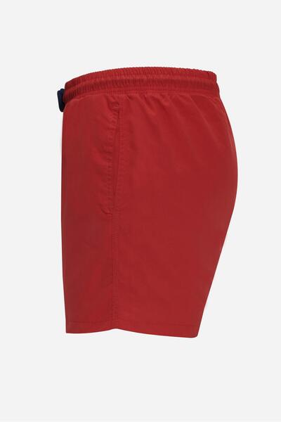Tudors Men's Red Swimsuit - Standard Fit, Quick Dry Patterned Swim Shorts