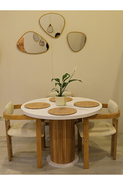 BebeK on For Weltwood Bohem 4 Kişilik Yuvarlak Masa Takımı 4 Iskandinav Sandalye | 36mm Mdf Tabla & Kayın Çıta