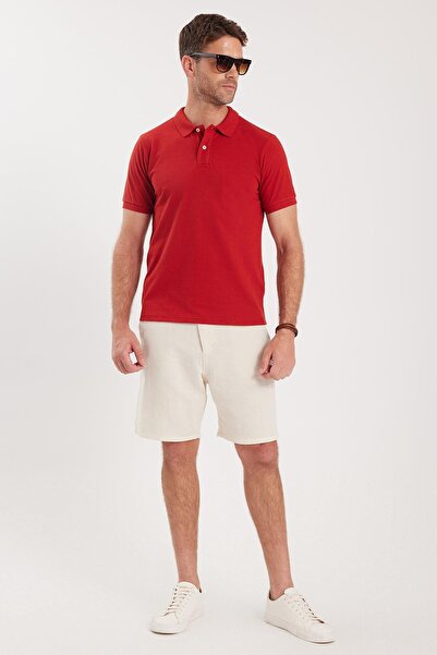 Tudors Ανδρικό μπλουζάκι με λεπτή εφαρμογή, βαμβακερό μαλακό υφασμάτινο μονόχρωμο μπλουζάκι με γιακά πόλο