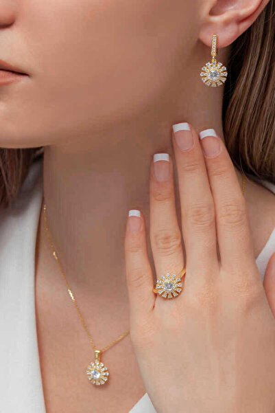 aga kulche Süzme Mitos Gümüş Takı Seti Gold S56GB 925