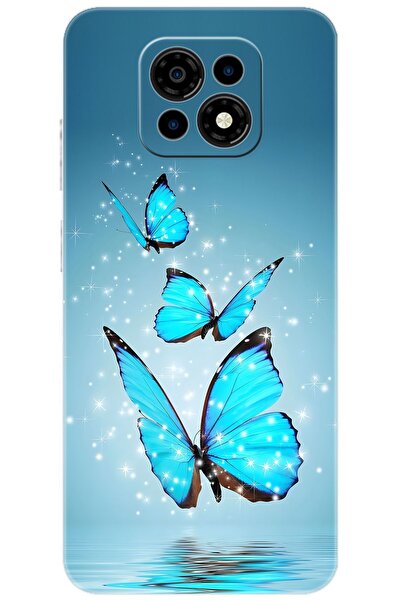 CASPER Via M30 / M30 Plus / M35 Uyumlu Kılıf Desen Baskılı Silikon Mavi Kelebek STK:710 CP-vIlJOTY