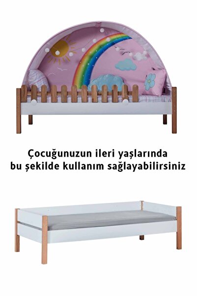 benim odam My House Çocuk Odası Montessori Takımı Kaydıraklı Karyola Pembe Oyun Evi