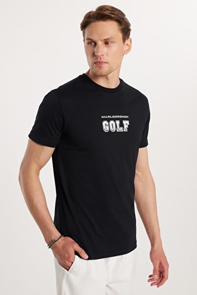 Tudors Ανδρικό T-shirt Slim Fit Slim Fit 100% βαμβακερό μαλακό μπλουζάκι με εμπριμέ μαύρο Crew