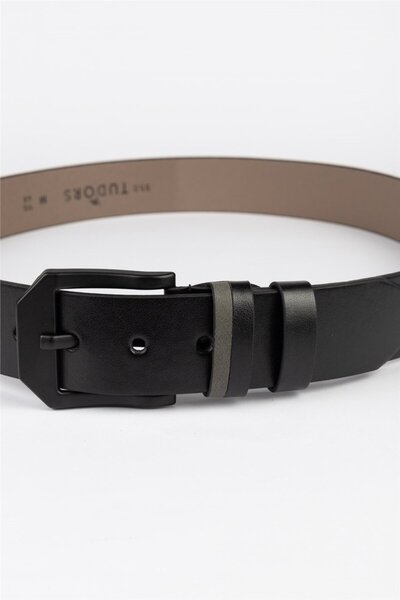 Tudors Erkek 4 cm Spor Siyah Kemer