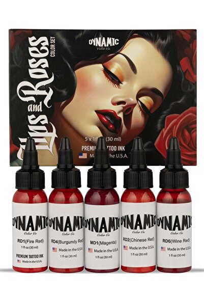 Dynamic Lips & Roses Set 5 Adet 1oz/30ml Dövme Boyası Seti