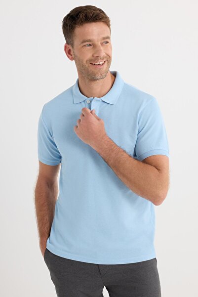 Tudors Pánské Slim Fit Slim Fit Bavlna Měkká textura Prodyšná tkanina S límcem proti kroucení Modré tričko Polo límec