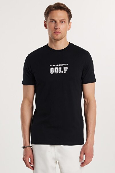 Tudors Ανδρικό T-shirt Slim Fit Slim Fit 100% βαμβακερό μαλακό μπλουζάκι με εμπριμέ μαύρο Crew