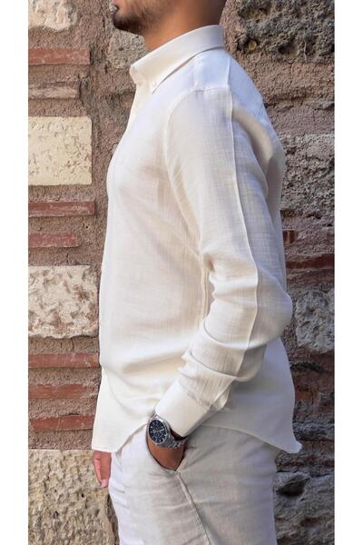 Fitmens Slim Fit Long Sleeve Muslin Cotton Comfortable Breathable Fabric Collar Buttoned Men's Shirt with Gift Box