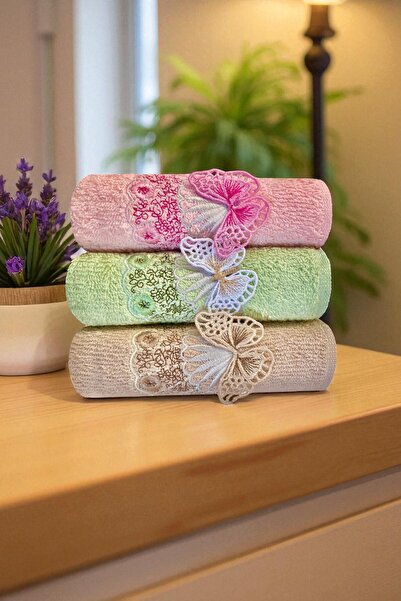 asev tekstil منشفة مطبخ مطرزة على شكل فراشة غيبور مقاس 30 × 50 سم |   منشفة اليد |   مجموعة مناشف الوجه