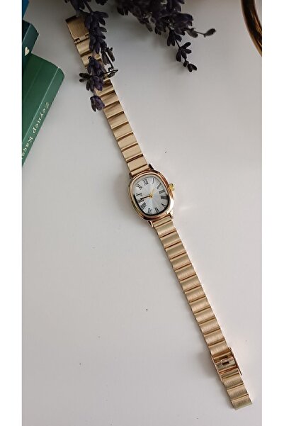 LA BOSS Vintage Minimal Metal Kordon Oval Gold Kadın Kol Saati bb0014