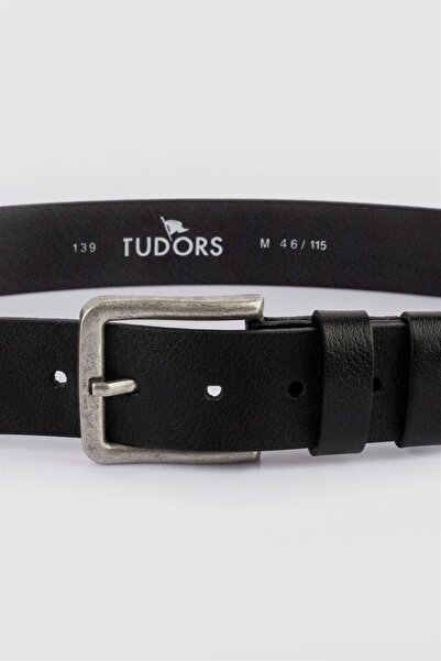 Tudors Чоловічий 100% натуральна шкіра 4 см спортивний чорний ремінь