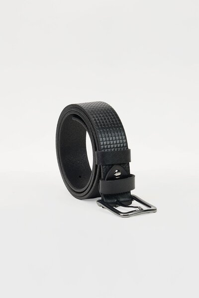 Tudors Men's 100% Genuine Leather 4 cm Sports Black Belt