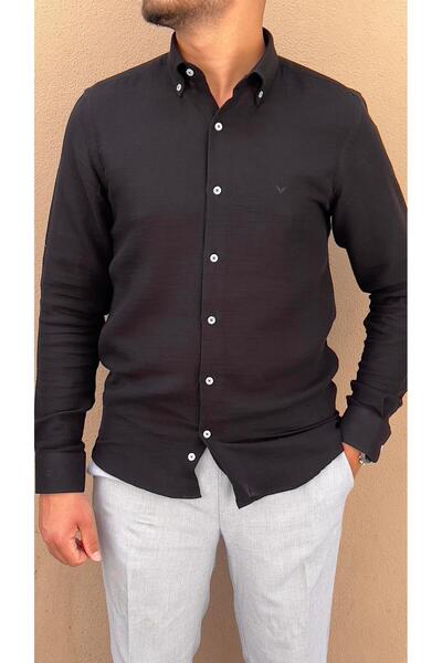 Fitmens قميص رجالي بأكمام طويلة وقصة ضيقة من قماش الموسلين القطني المريح والق...