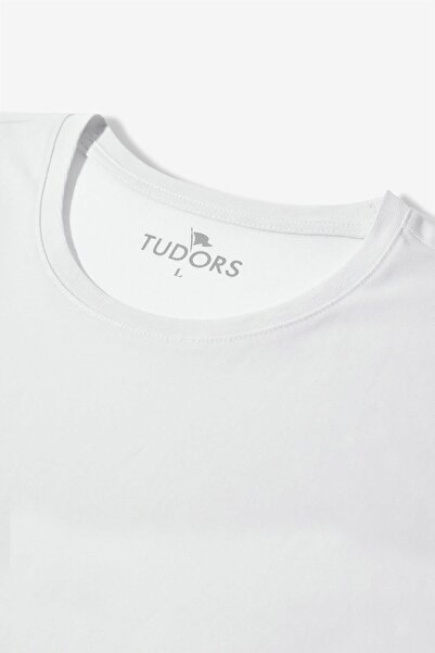 Tudors Μπλουζάκι Unisex 2 συσκευασιών Λευκό Slim Fit Slim Fit 100% Cotton Crew Neck