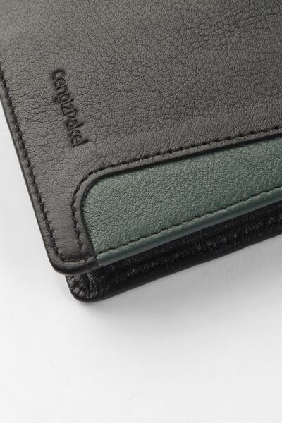 CENGİZ PAKEL Cengizpakel Hakiki Deri Erkek Cüzdan 13681-siyah-yeşil