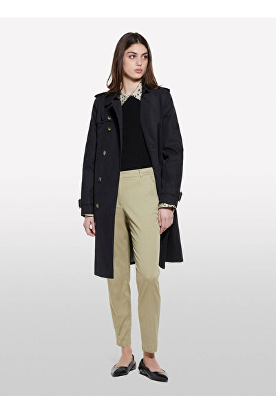 Sisley Women's Sand Color Stretch Cotton Regular Waist Chino Pants