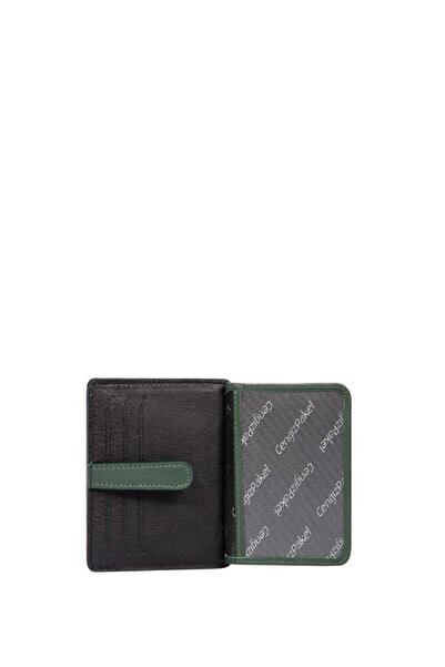 CENGİZ PAKEL Hakiki Deri Siyah Yeşil Erkek Kartlık - 2453