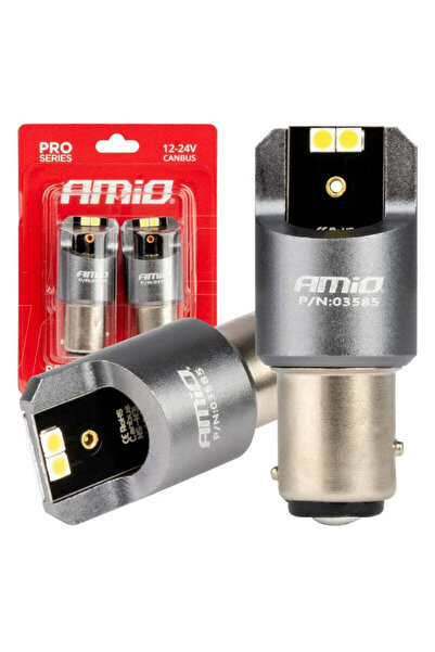 OEM Set becuri auto seria PRO BAY15D P21/5W 4x3030 SMD Alb 12/24V AMIO-03585