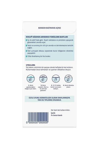 NIVEA Gözenek Arındırıcı Temizleme Bantları 4 Adet,,Siyah Noktaları Arındırır,Derinlemesine Temizlik