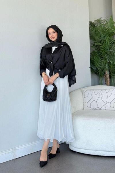 Şule Giyim Πουκάμισο Pelin Satin Μαύρο