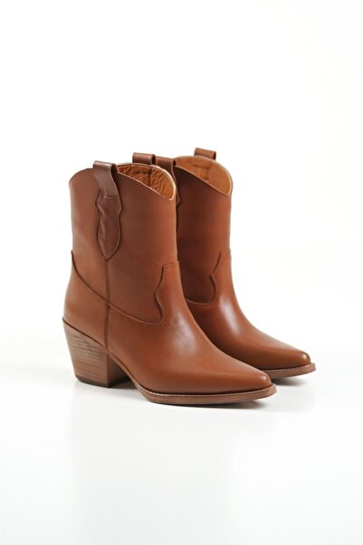 Mubiano Collection Cizme de cowboy cu toc scurt pentru femei Mubiano Genuine Leather Collection, maro - MCALM4705 - TB