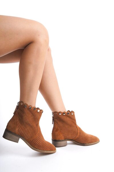 Mubiano Collection Mubiano Hakiki Deri Collection Kadın Yazlık Kovboy Bot Taba -MCRGN8051-TB