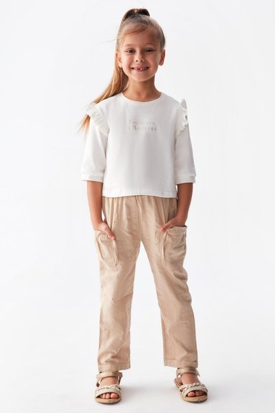 nk kids Girl's 100% Cotton Double Leg Trousers 56501 Beige