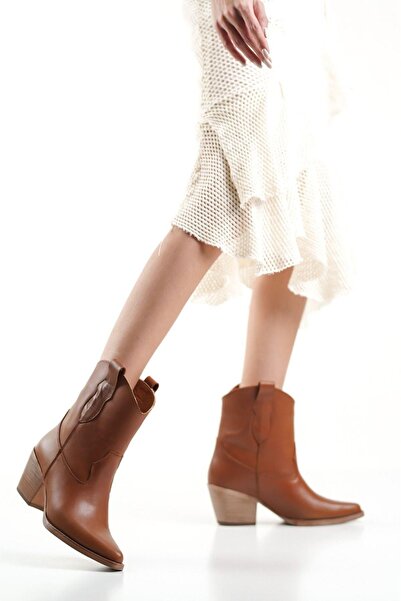 Mubiano Collection Cizme de cowboy cu toc scurt pentru femei Mubiano Genuine Leather Collection, maro - MCALM4705 - TB