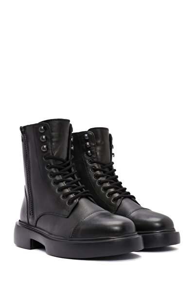 Derimod Ανδρικές μαύρες δερμάτινες μπότες casual με φερμουάρ 24WFD 701118