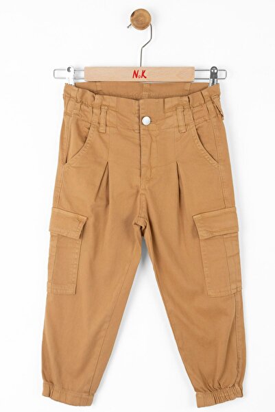 nk kids Girl's Cargo Pocket Elastic Leg Trousers 56704 Camel