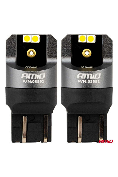 OEM Set de 2 becuri 7443 PRO W21/5W 4x3030 SMD Alb 12V 24V AMIO-03591