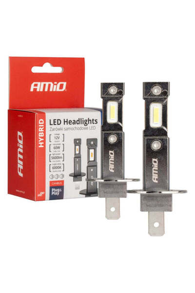 OEM Set de 2 becuri auto LED HYBRID seria H1 6000K Canbus 60W AMIO-04112